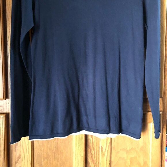 Magaschoni V-Neck Cotton Faux Layered Pullover Sweater - XL - Picture 5 of 11